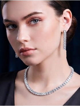 Rhinestone Crystal Necklace and Earrings Set